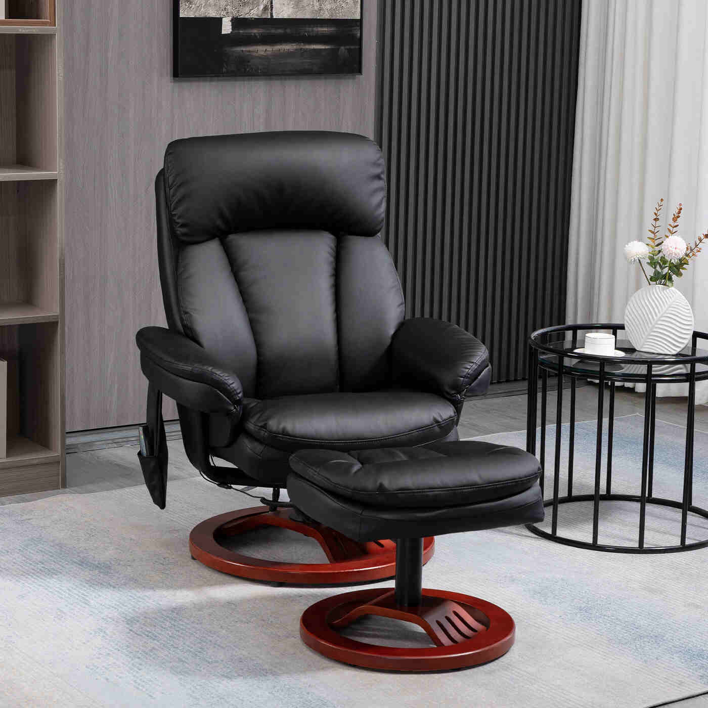 Faux Leather Swivel Recliner