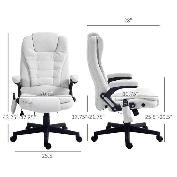 6 Point Vibrating Heated massage Office Chair Dimension View