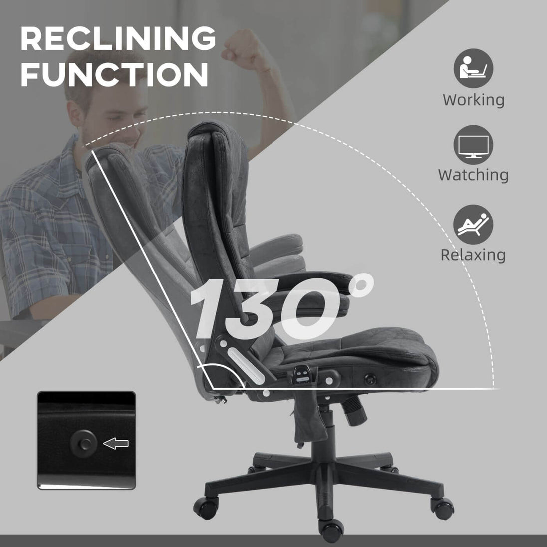 Vibrating Office Massage Chair with heat Reclining View