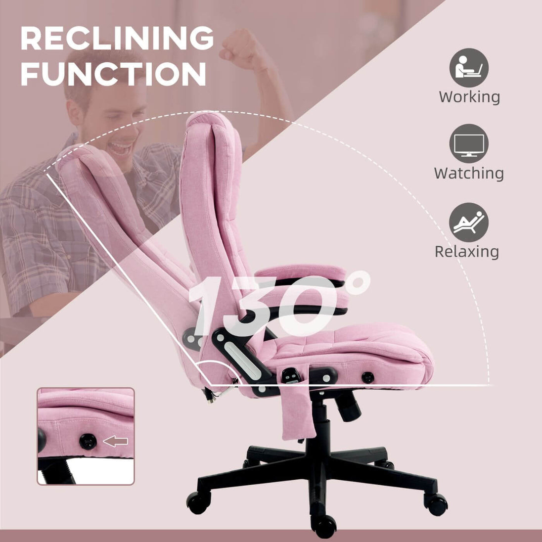 6 Point Vibrating Heated massage Office Chair Reclining Function2 View