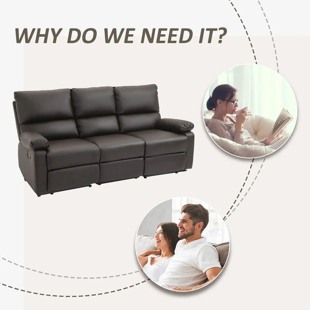 Modern 3 Seater Sofa with 2 Recliners Usage View