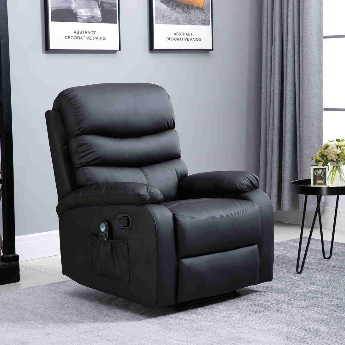 PU Leather Manual Heated-Massage Recliner-with-Thick-Padding-Main-View